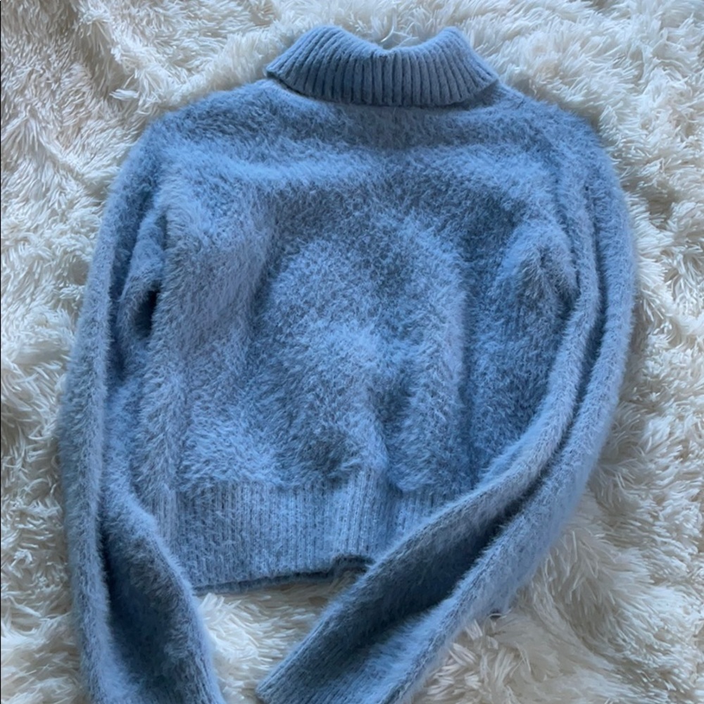 Light blue fuzzy turtle neck sweater